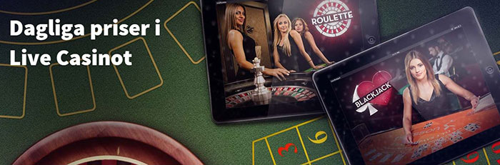 dagliga live casino priser